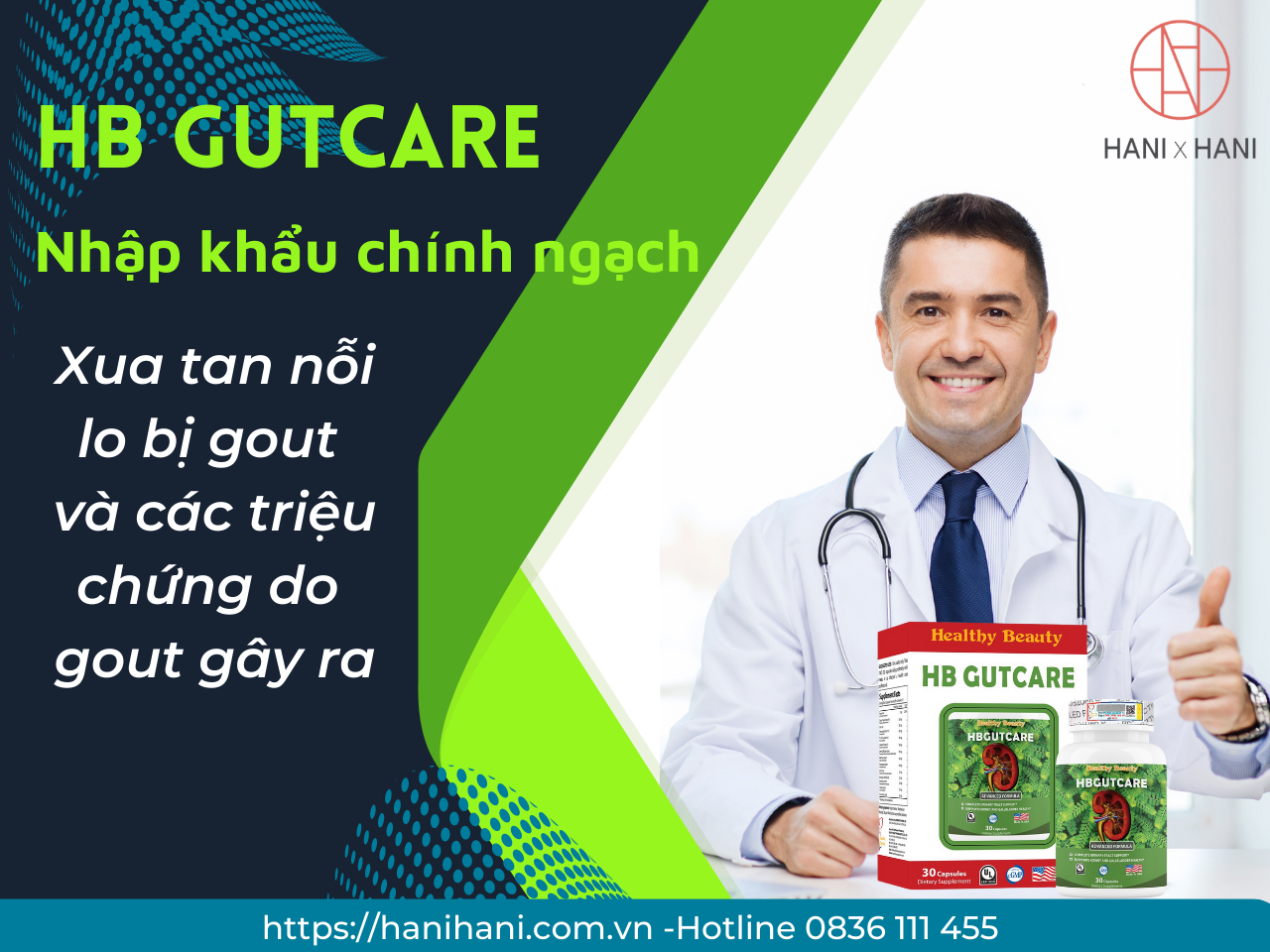 [CHÍNH HÃNG] Viên uống HB Gutcare hỗ trợ đào thải Acid Uric nhập khẩu Mỹ lọ 30 viên 