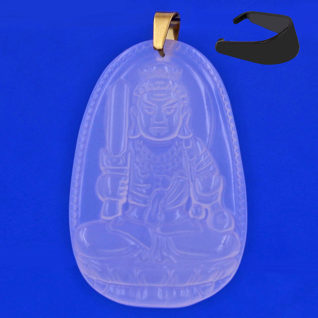Mặt Dây Chuyền Phật Bất Động Minh Vương Đá Mã Não Trắng 3.6cm - Mặt Size Nhỏ - Tặng Kèm Móc Inox - Phong Thủy 868 - May Mắn - Bình An