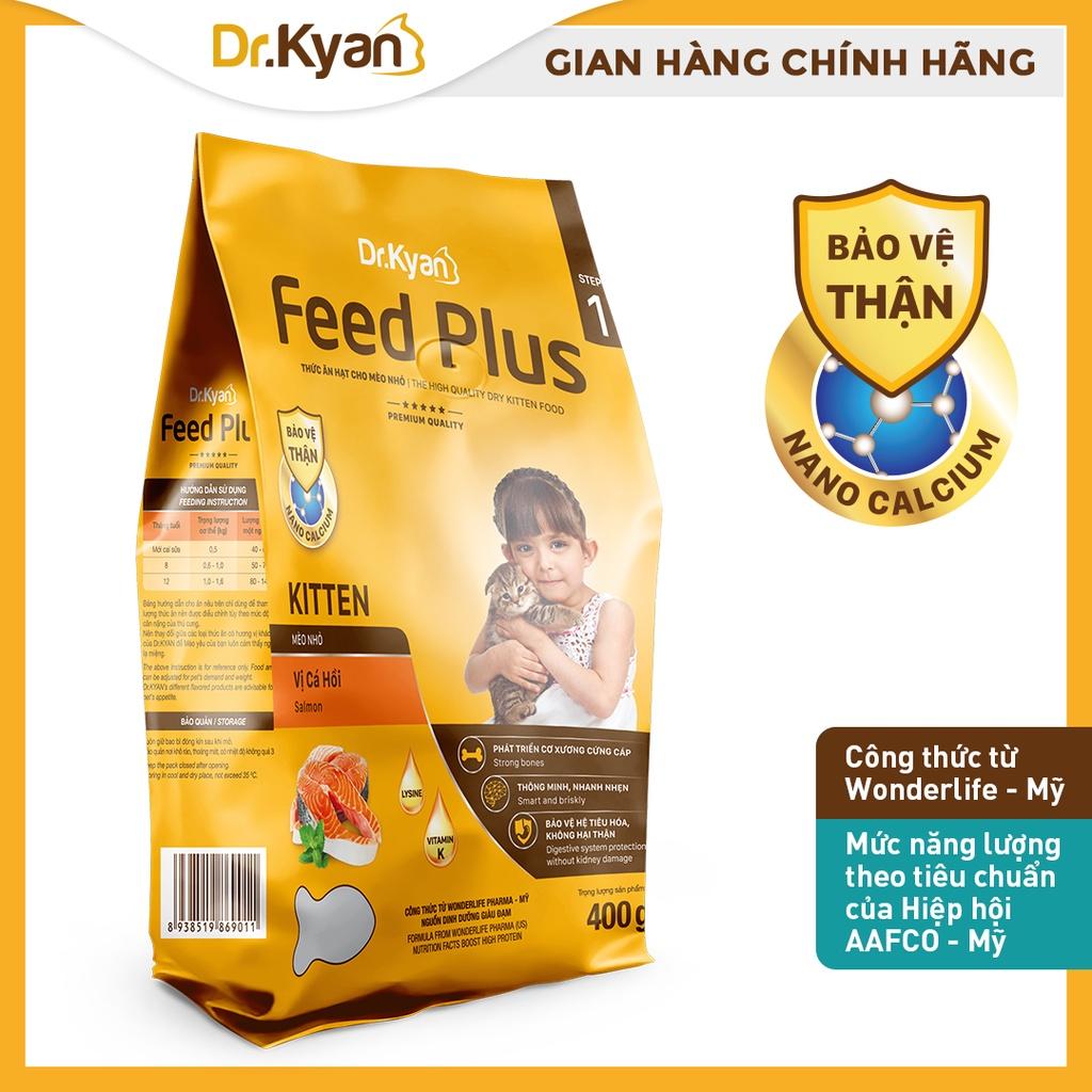 Dr.Kyan - Thức ăn hạt cho mèo nhỏ Feed Plus - Kitten 400g - Vị cá hồi