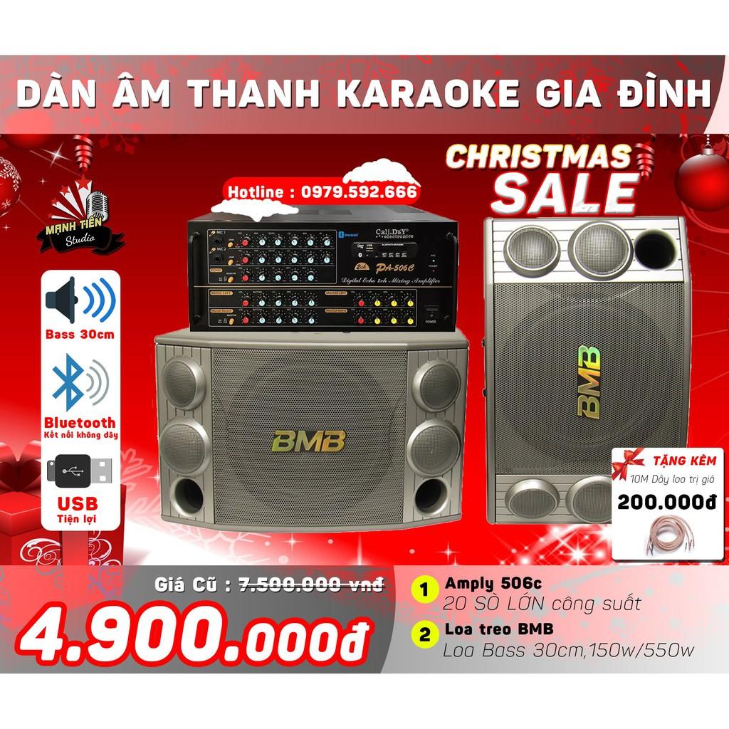 Trọn bộ dàn loa treo tường bass 30cm - amply 506c 20 sò công suất lớn chuyên karaoke gia đình, tiệc ngoài trời...bh 12th