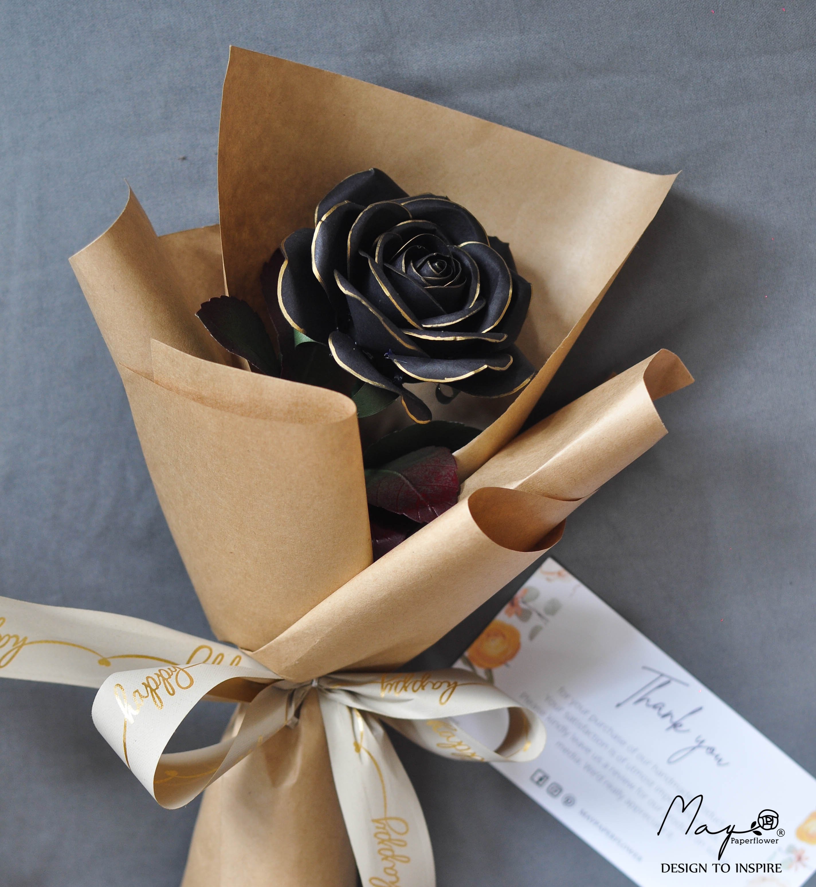 Hoa giấy handmade cao cấp - Black Rose Maypaperflower - hoa giấy nghệ thuật