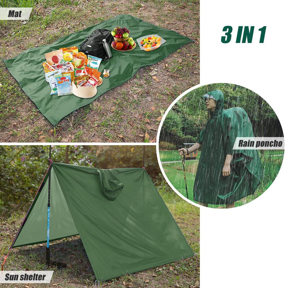 Áo mưa trùm đầu được làm từ vải polyester với lớp phủ PU, có dải phản quan - đi xe đạp, xe máy, du lịch