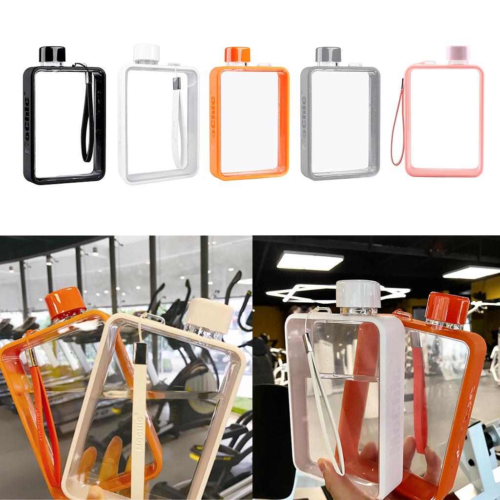 Clear Reusable Small Drinking Water Bottle Plastic - BPA Free, LeakProof, Refillable Clean Flat Memo Slim Thin Flask
