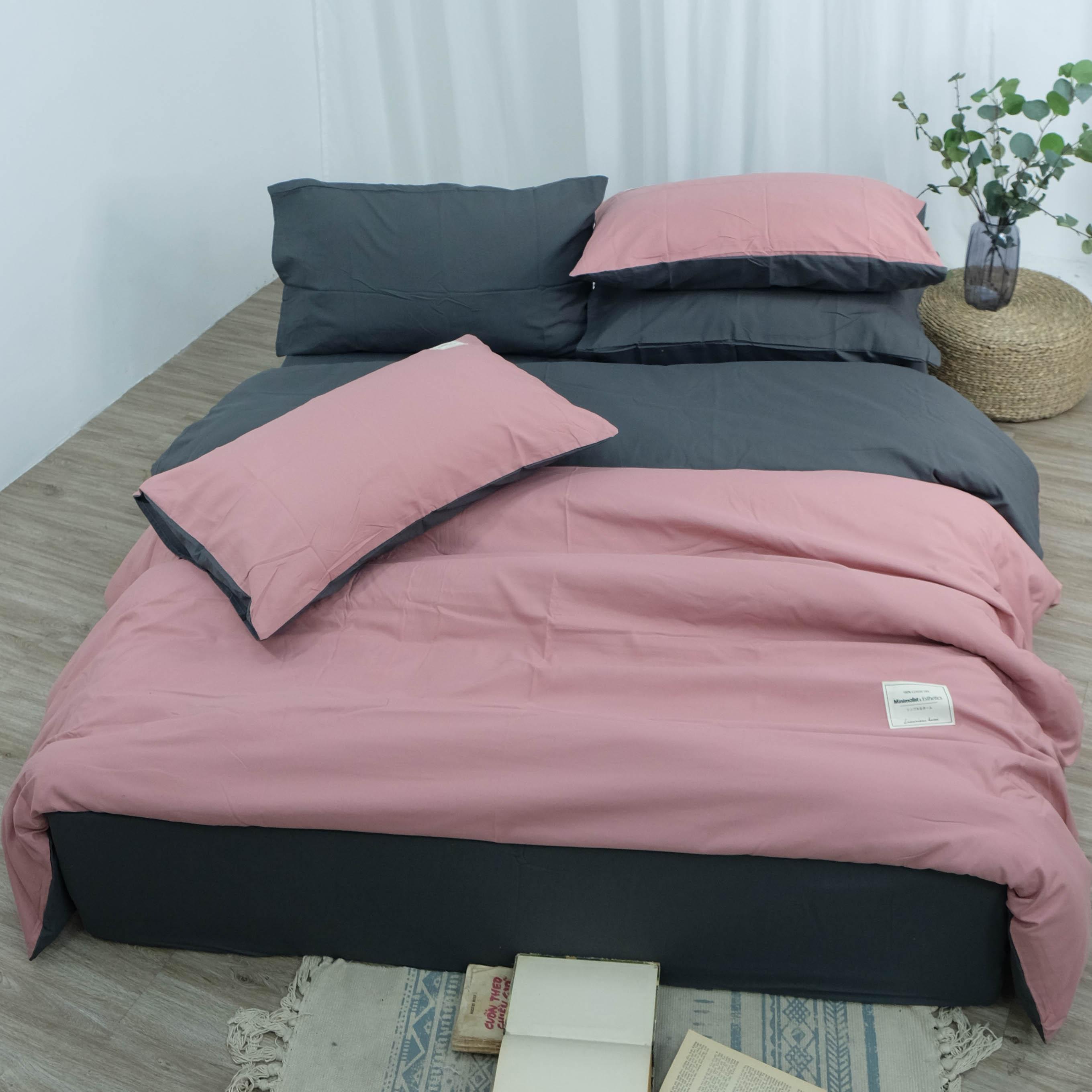 Bộ Chăn Ga Gối Cao Cấp Cotton TiCi Hồng Ghi