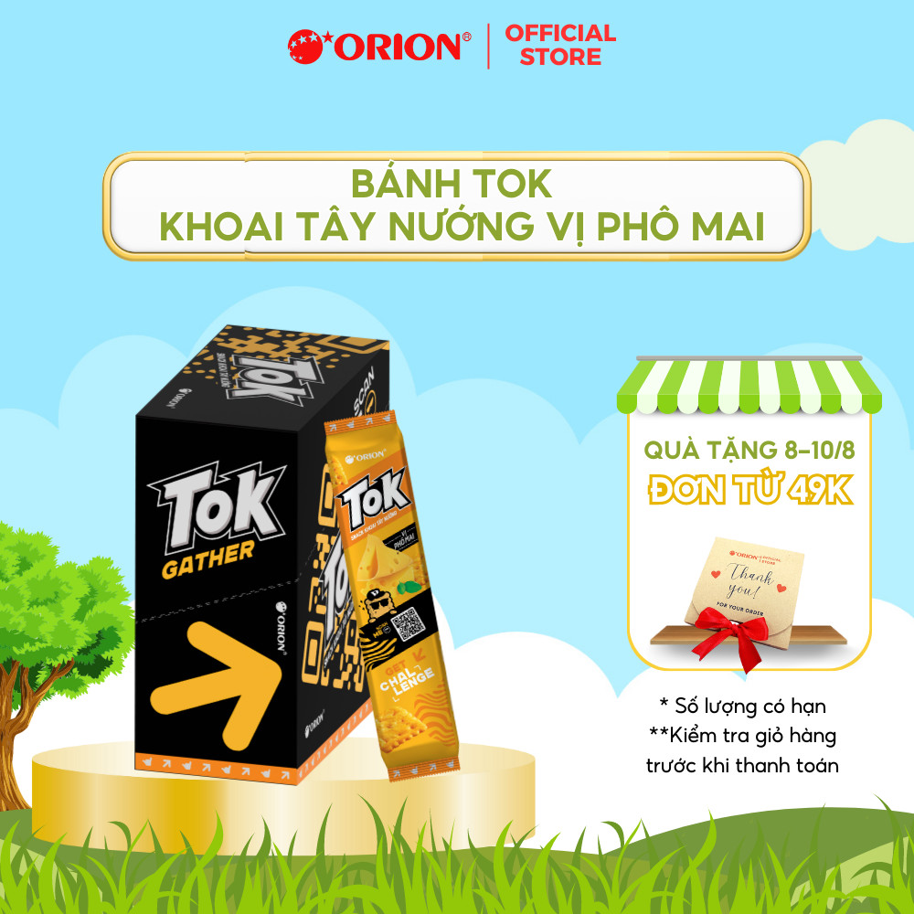 Hộp 10 gói Bánh Khoai Tây Nướng TOK Orion vị PHÔ MAI 365g (36.5g x 10 gói/hộp)