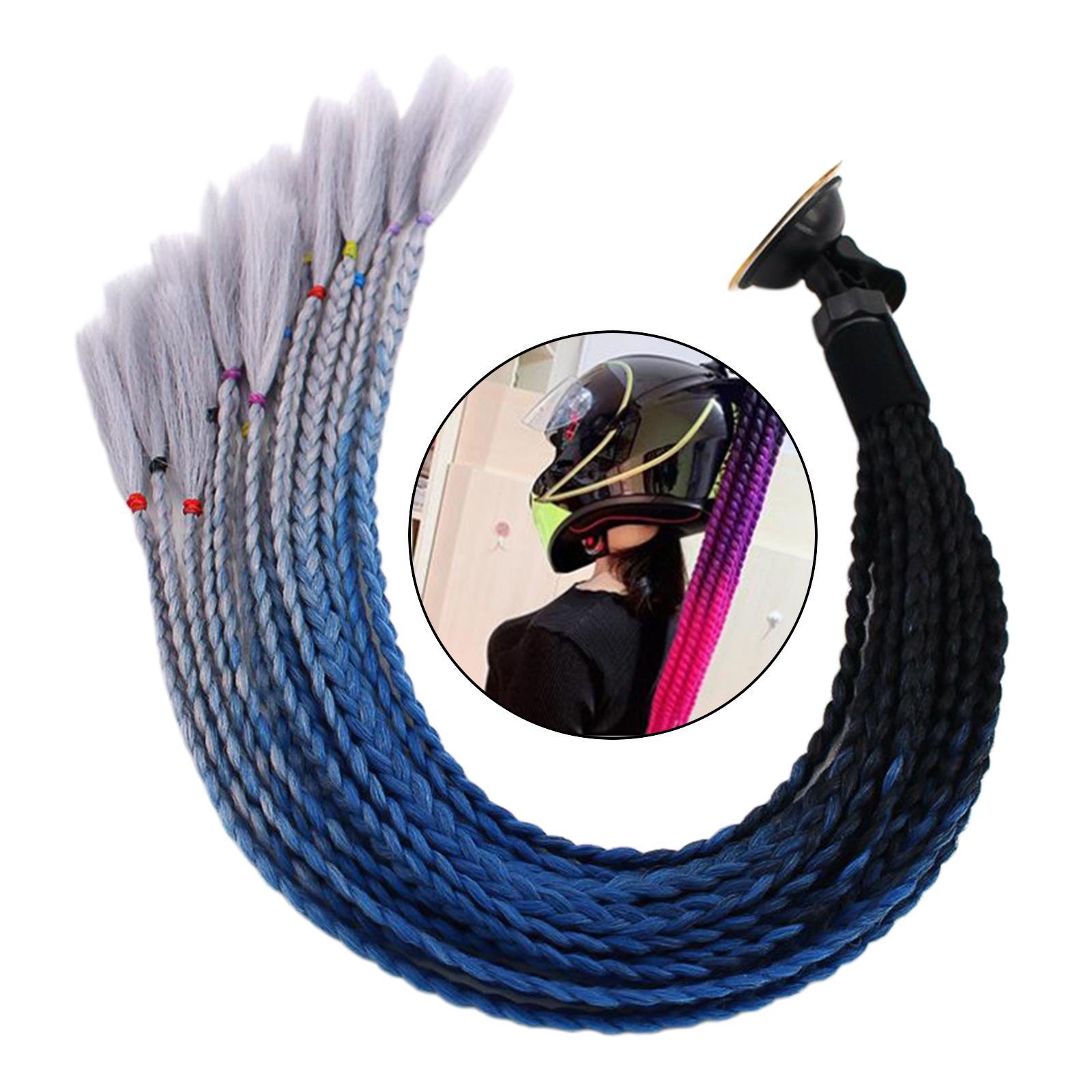 2 Pieces 55cm Hair Helmet Ponytail Gradient Ponytail for Motorcycle