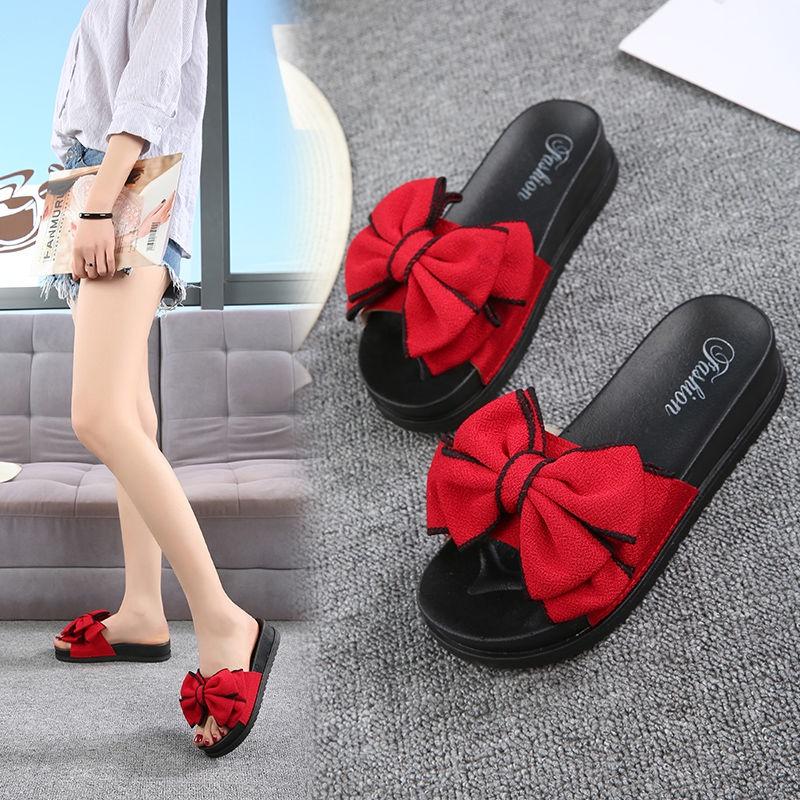 slippers women's summer new style fashionable external sandals outdoor flip flops bowknot home slippers