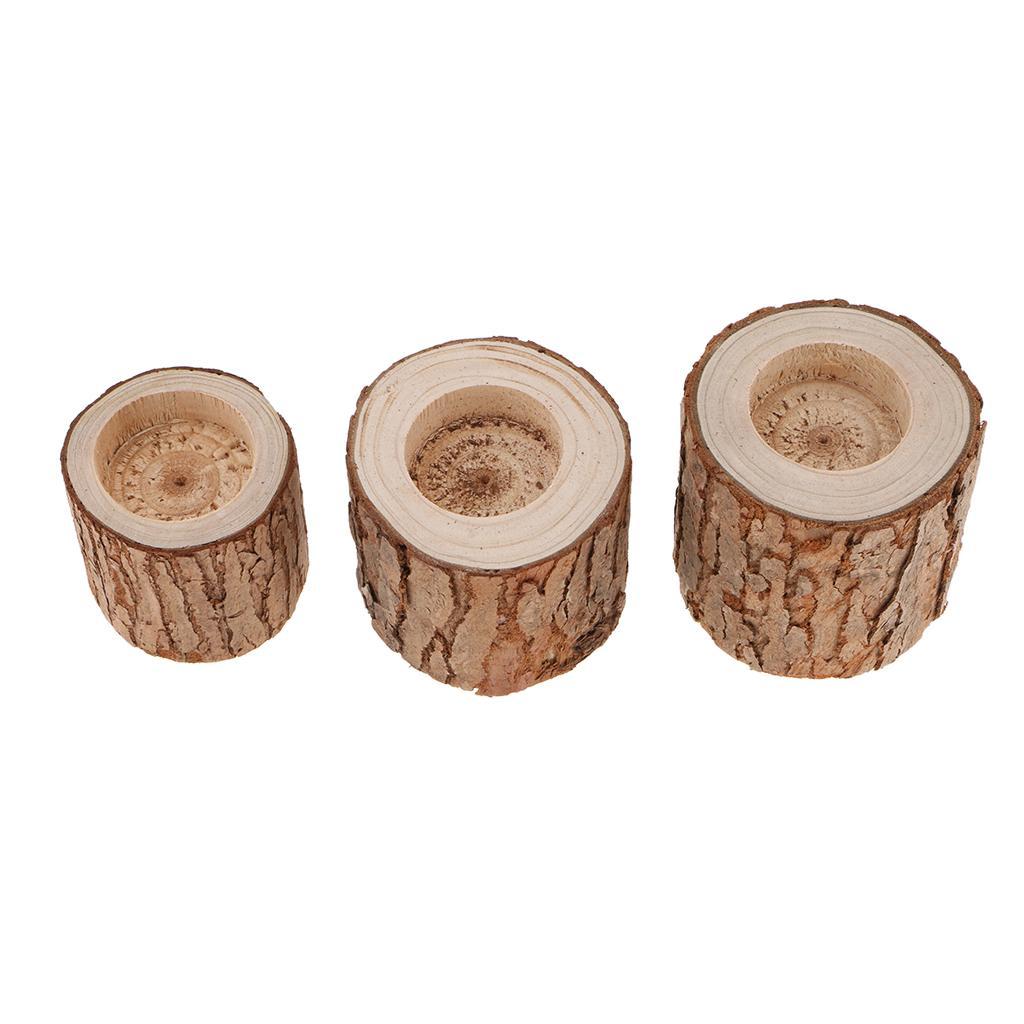 2pcs Tree Branch Wooden Candle Holder Tealight Candle Holder Dia. 5cm & 6cm