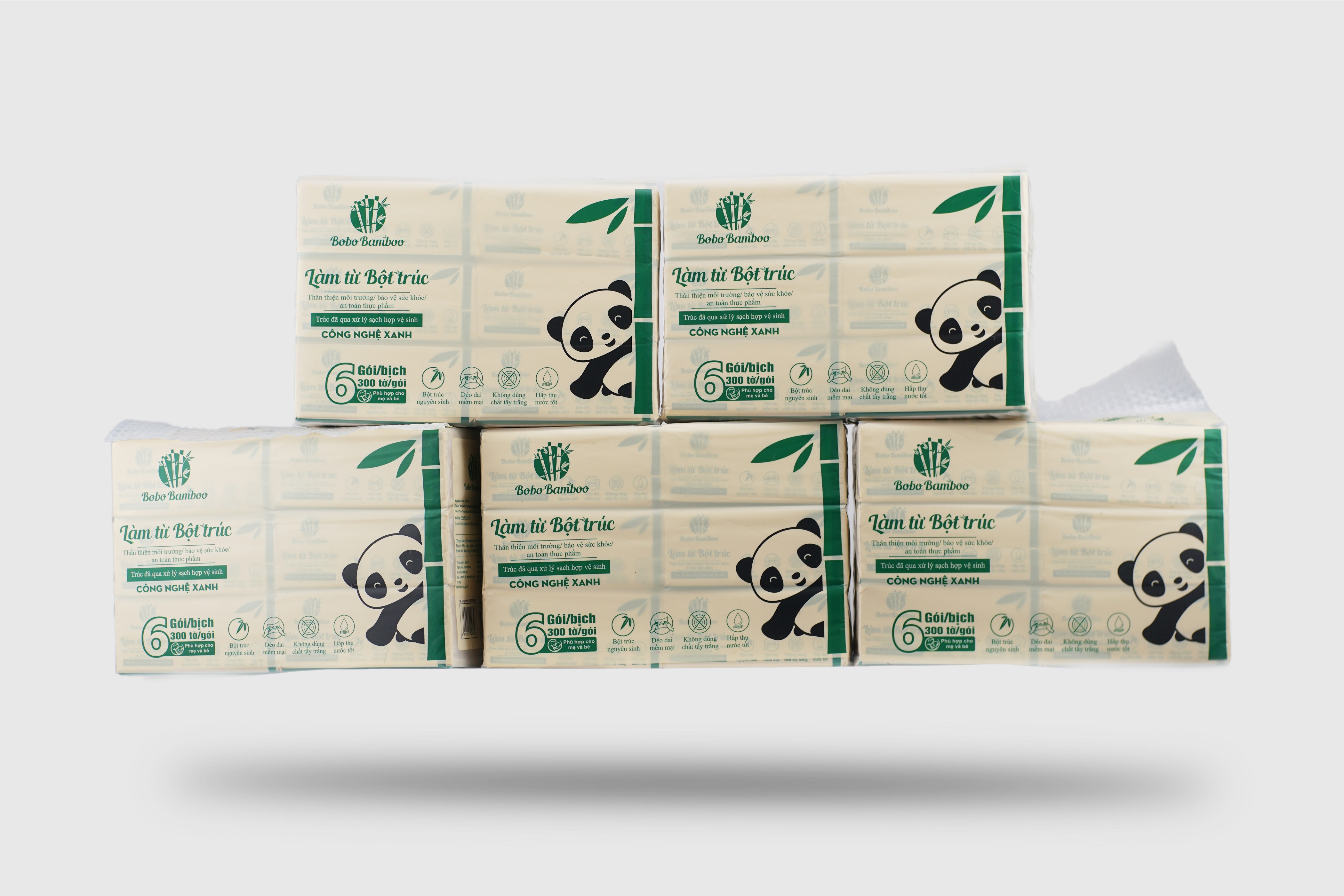 Khăn giấy rút gấu trúc BOBO BAMBOO cao cấp thùng 30 gói