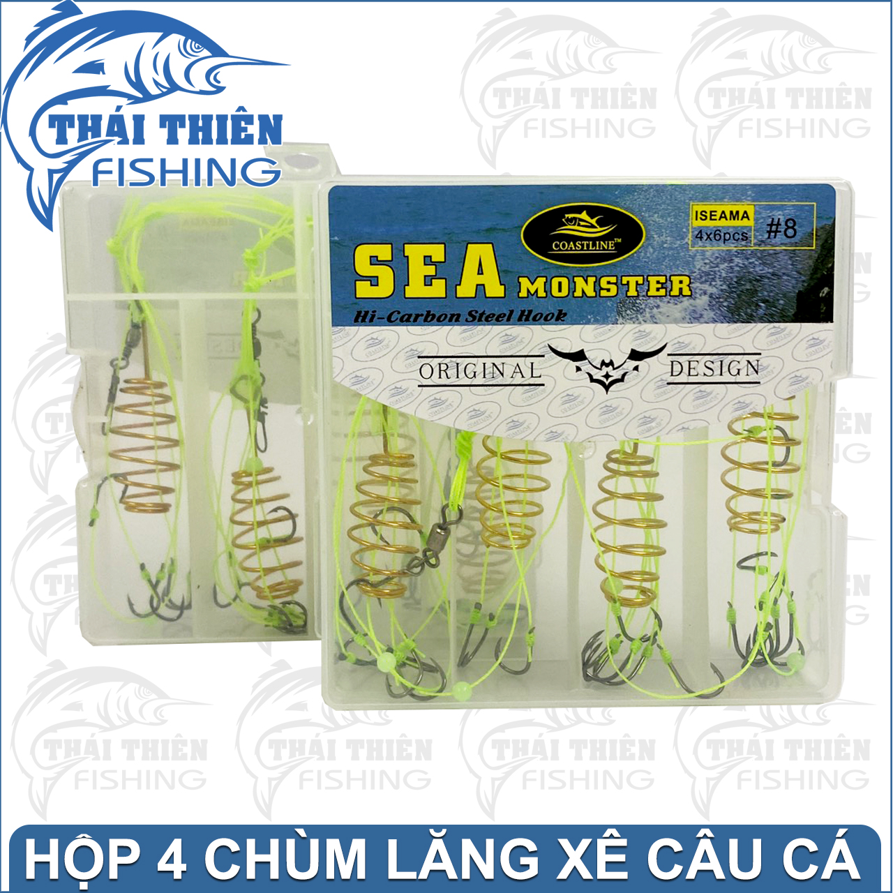 Combo 4 Bộ Lăng Xê Sea Monster Dây Siêu Bền Lưỡi Siêu Bén Dùng Câu Sông Hồ Dịch Vụ Cá Chép, Trắm, Rô Phi