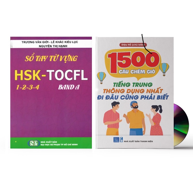 Sách-Combo 2 sách Sổ tay từ vựng HSK1-2-3-4 và TOCFL band A + 1500 Câu chém gió tiếng Trung thông dụng nhất +DVD tài liệu