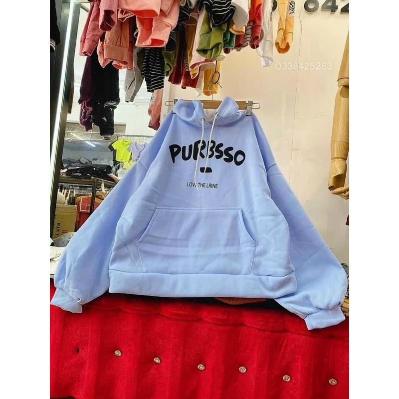 Áo Hoodie tay phồng Pussso Chất Nỉ Bông áo giống Form rộng Unisex Nam Nữ Couple