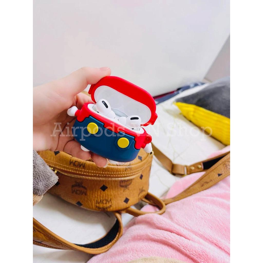 Bao Case Ốp dành cho Airpods 1/2 & Airpods Pro Mario đội nón kute silicon cao cấp