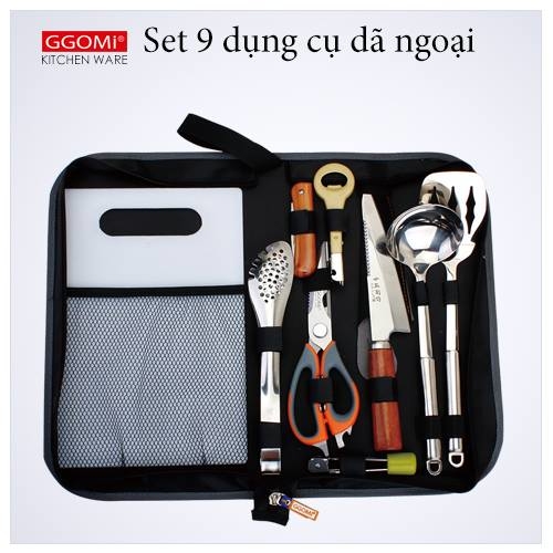 Bộ dụng cụ du lịch nhỏ tiện lợi gồm 9 món phù hợp khi đi cắm trại ngoài trời của GGOMi Hàn Quốc MK801