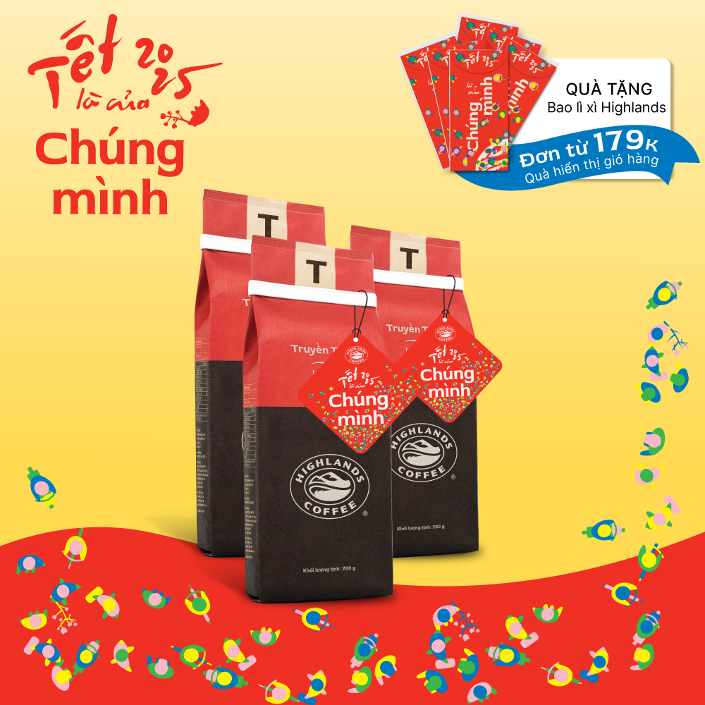 Combo 3 Gói Cà Phê Rang Xay Truyền Thống Highlands Coffee 200G