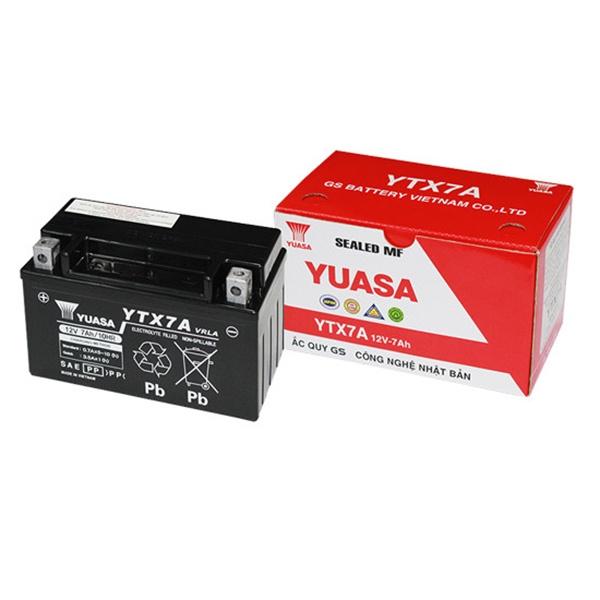 Bình Ắc Quy Khô GS YUASA YTX7A 12V7AH / Đời 2 Đít Bầu, Attila Victoria Đời Đầu 2004-2005 (12V-7Ah)