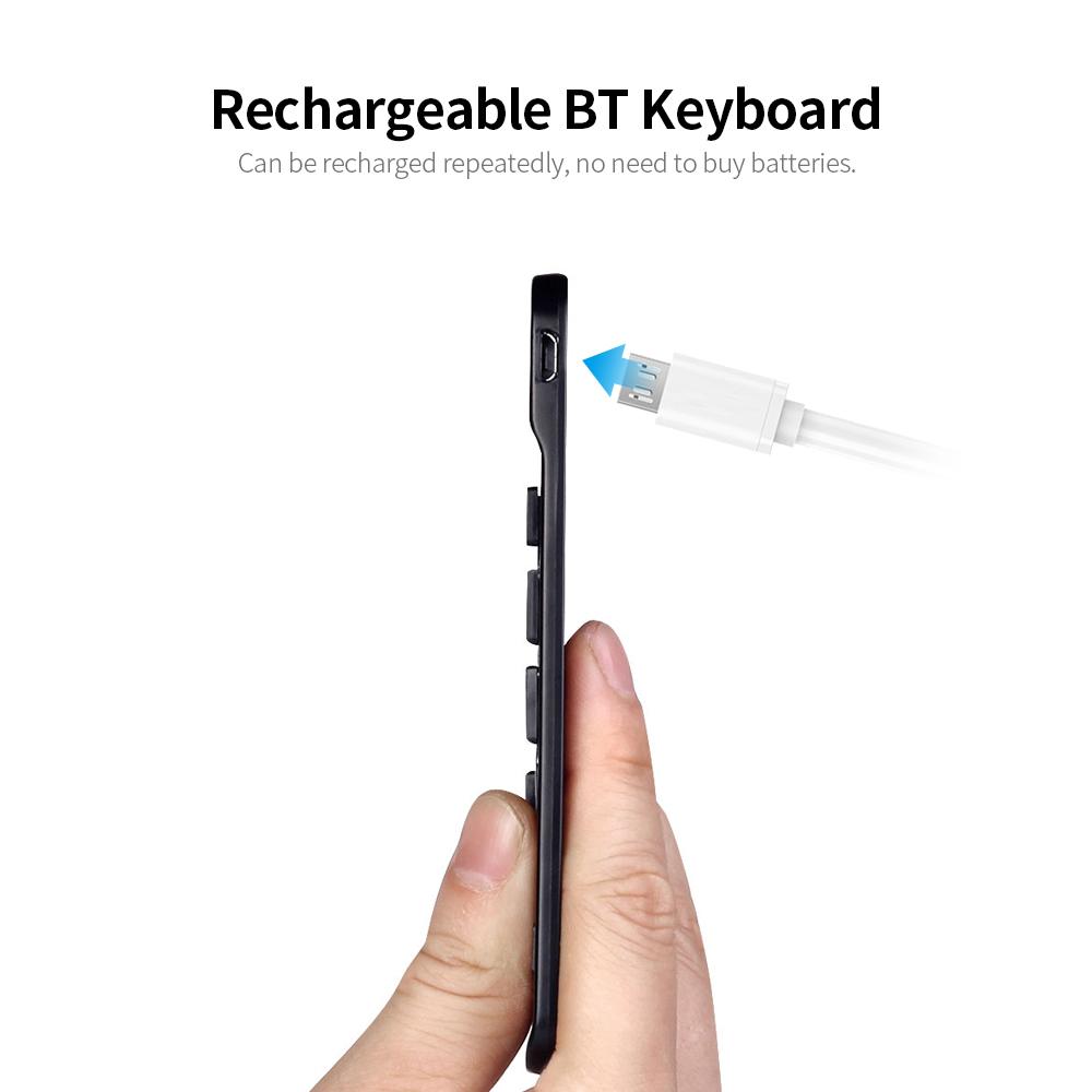 Bàn phím không dây BT siêu mỏng có thể sạc lại,3 hệ thống phổ thông