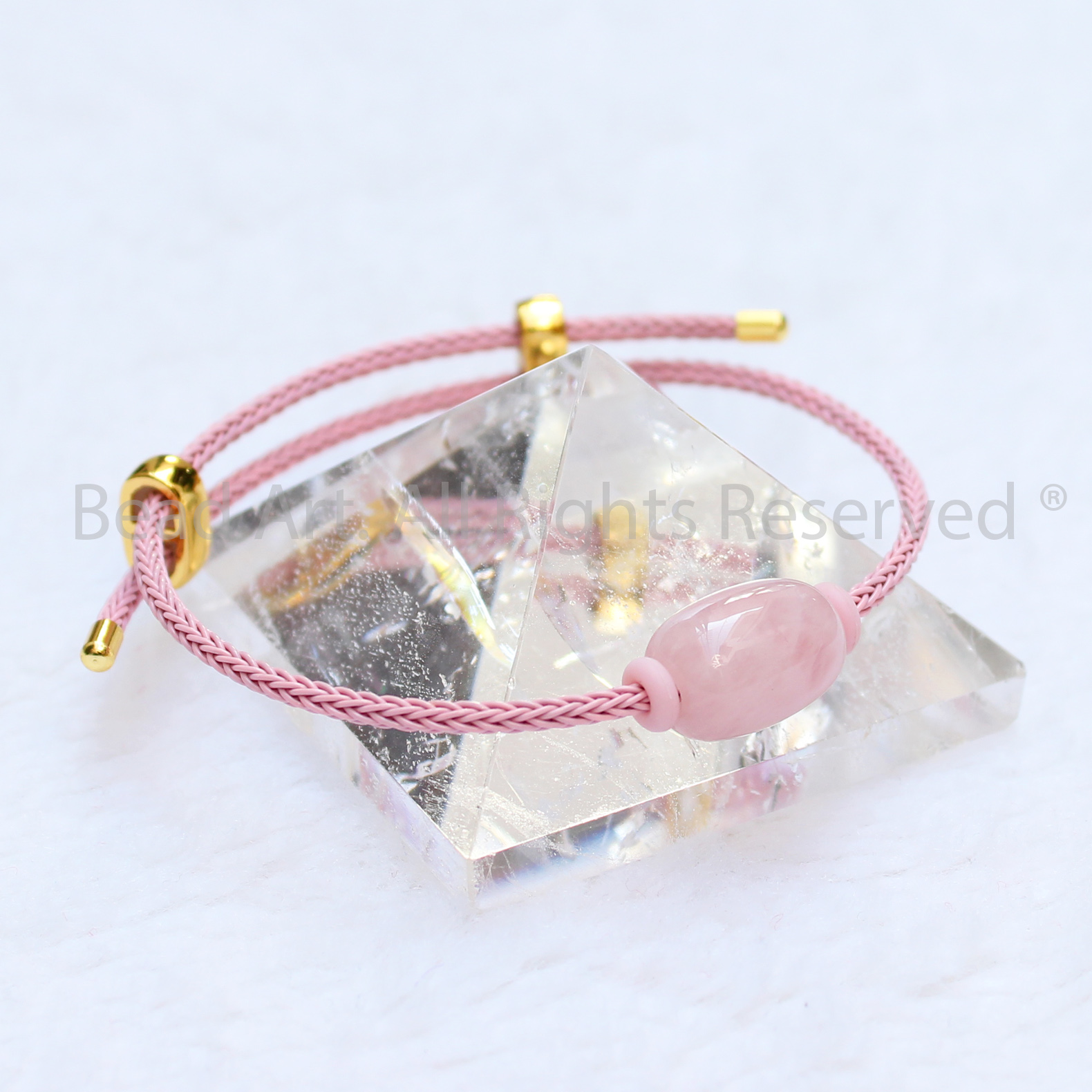 Vòng Tay Đá Lu Thống Thạch Anh Hồng 15x11MM Tự Nhiên, Hoả, Thổ, Trang Sức Phong Thuỷ, Chuỗi Hạt - Bead Art