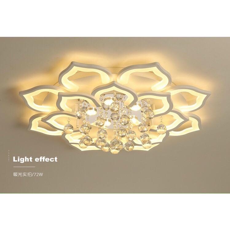 Đèn Mâm Led Ốp Trần Hoa Sen 16 Cánh Trang Trí Phòng Khách,Ngủ,Spa Điểu Khiển Từ Xa Phân Tầng, Lõi Đồng