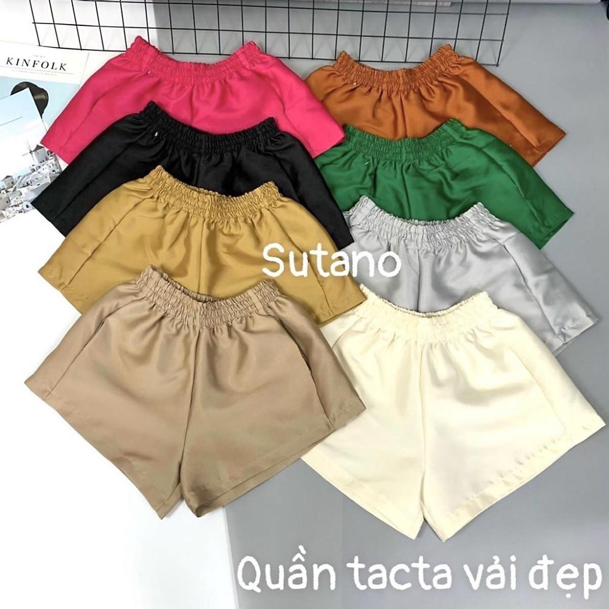 Quần đùi nữ tacta cạp chun, dáng short ống rộng phồng sooc cạp cao có túi 2 bên trẻ trung nhiều màu aloha
