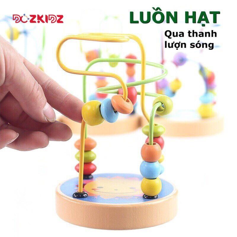 Đồ chơi gỗ vận động tinh - Luồn hạt cho bé từ 0 đến 3 tuổi - DOZKIDZ