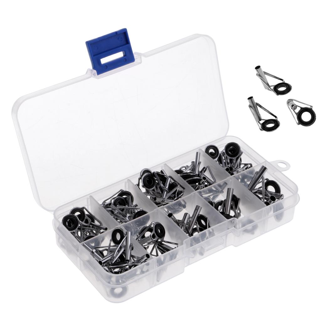 80Pcs/box Heavy Duty Sea Boat Fishing Rod Guides Top Tips Pole Rod Eye Rings