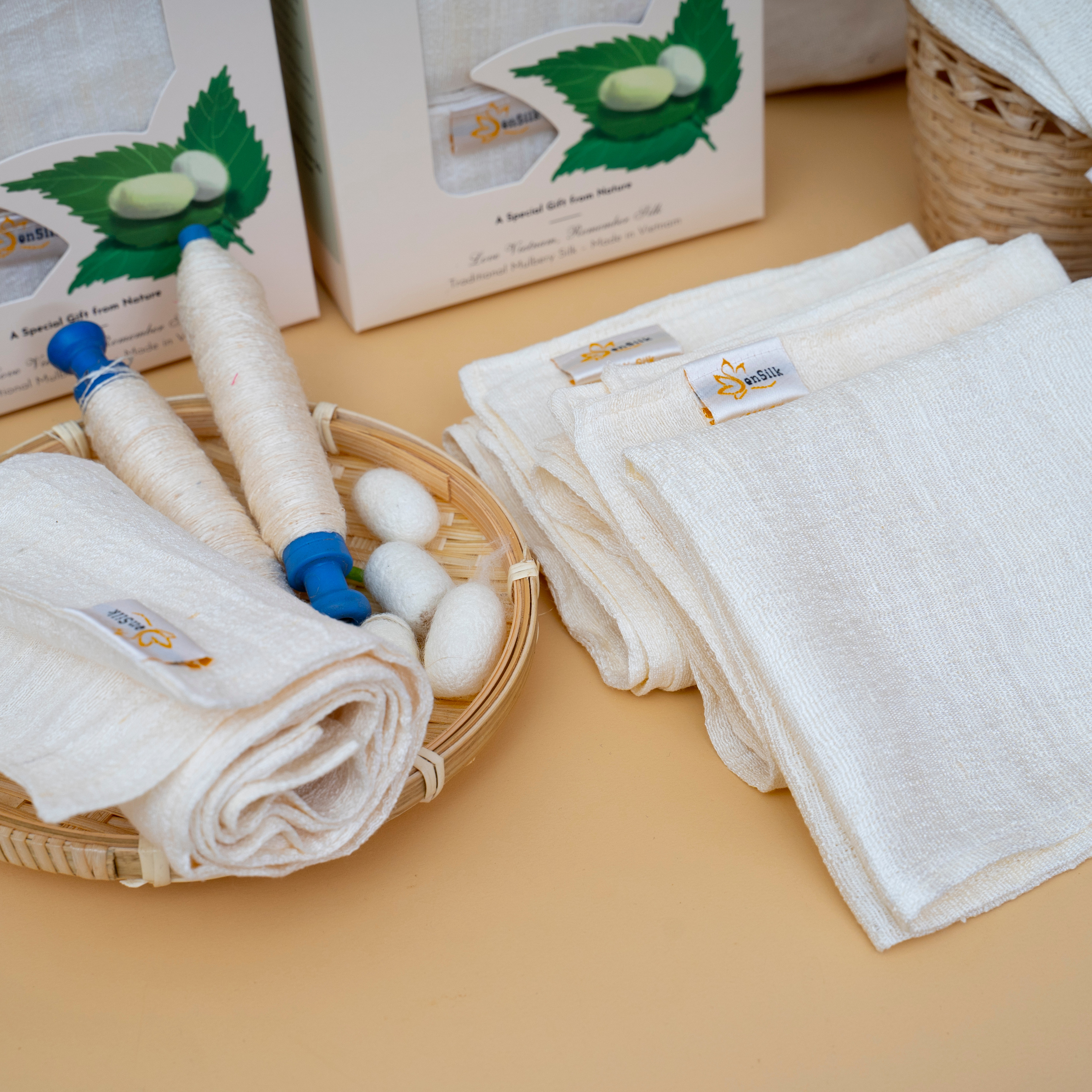 Khăn Mặt Tơ Tằm Cao Cấp SenSilk- Combo Hạnh Phúc 22 - Quà tặng Gia Đình
