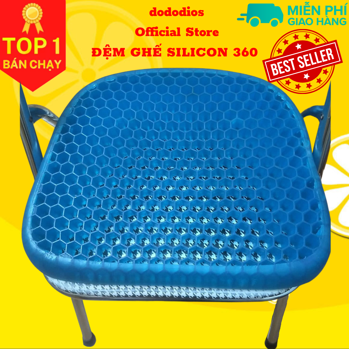 Đệm ngồi 3D Silicon 2 lớp cao cấp thoáng khí chống đau mỏi, Đệm Ngồi Thông Minh Lưu Thông Máu Thoáng Khí, đệm lót ghế ngồi silicon 3d - Hàng Chính hãng dododios