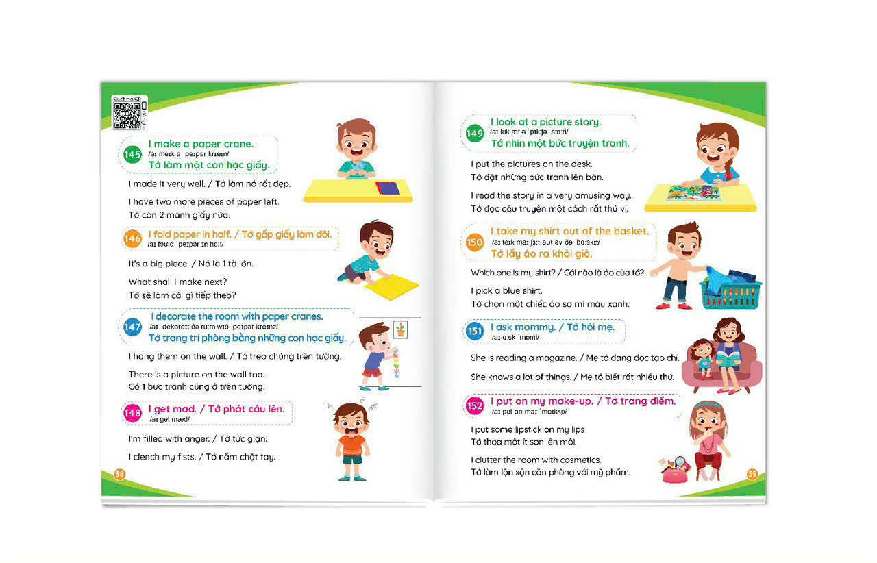 Sách 900 Câu Tiếng Anh Giao Tiếp Thường Dùng Hàng Ngày - Cẩm Nang Cho Mẹ Cùng Con Học Tiếng Anh Mỗi Ngày (Kèm File Nghe)