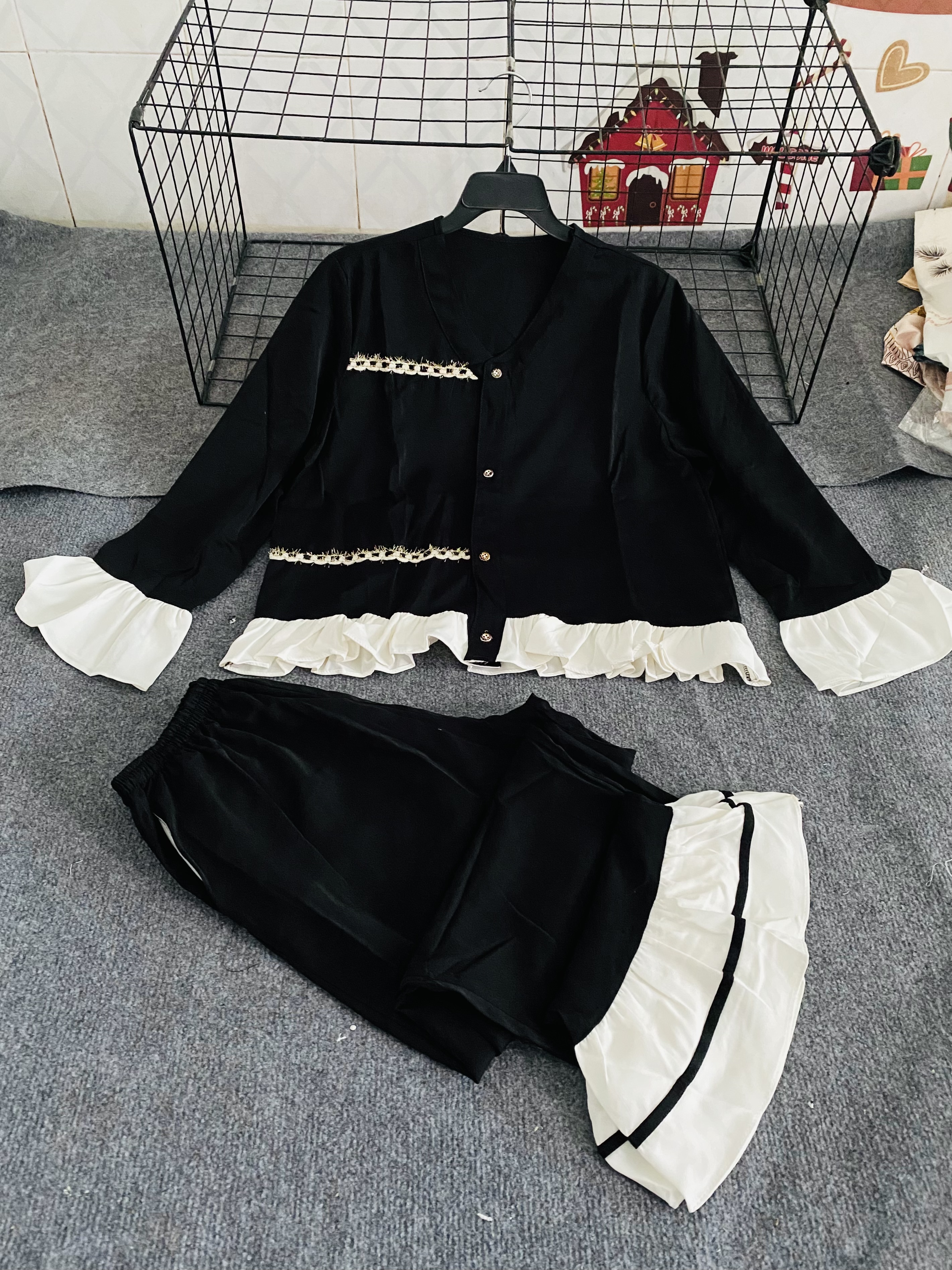 Bộ Pyjama Tiểu Thư Tay Dài Xoè Bồng Xinh Xắn