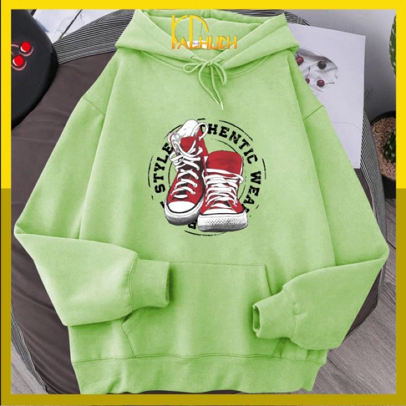 Áo hoodie in đôi giày vải nỉ unisex 12 màu lựa chọn