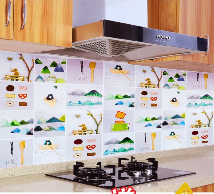 Cuộn 3 Mét Decal Giấy Dán Bếp Tráng Nhôm Cách Nhiệt Sông Núi