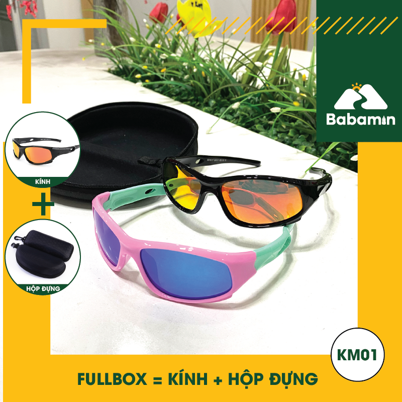 Kính Mát Trẻ Em Cao Cấp - Chống UV400 - Babamin - Thiết Kế Thể Thao - KM01