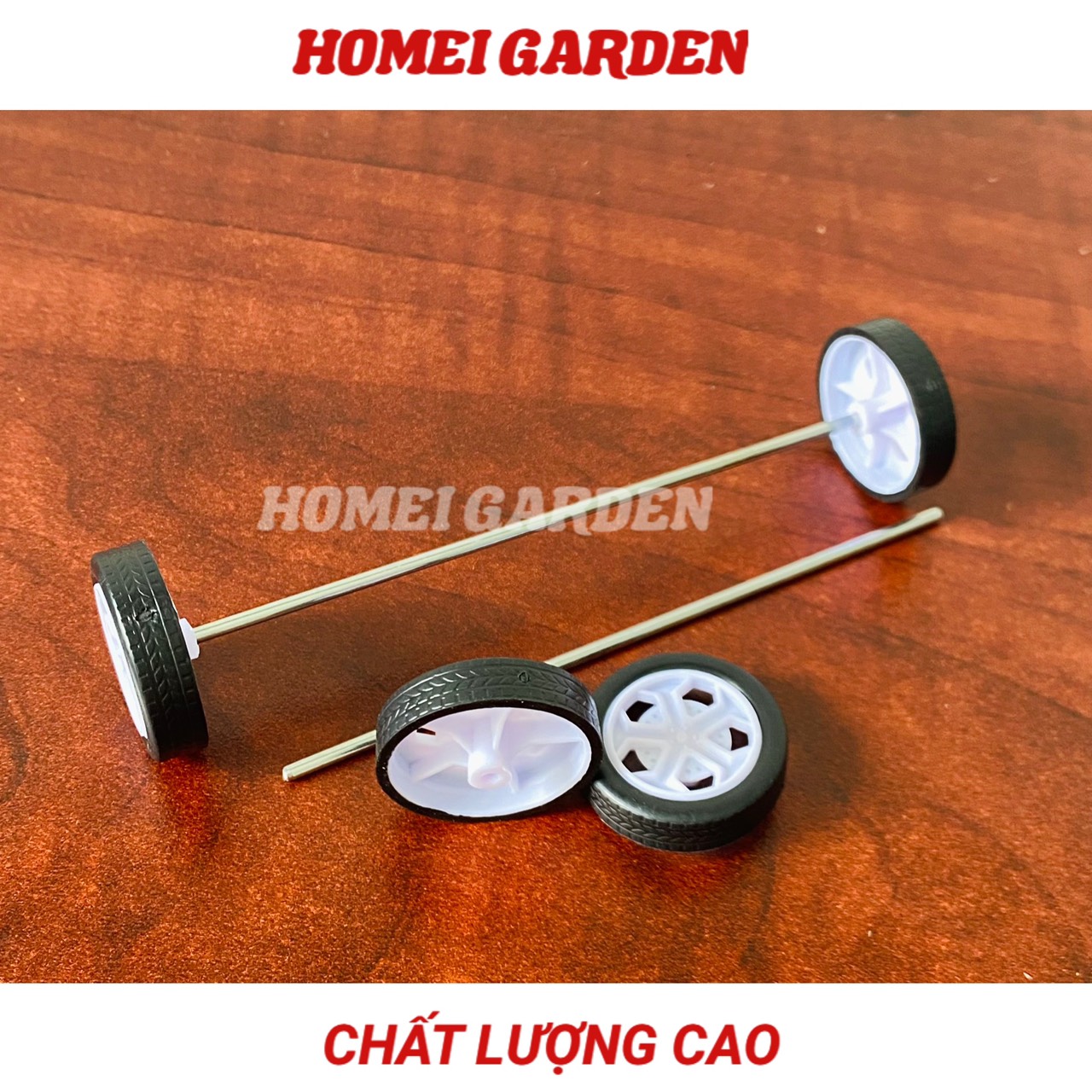 4 bánh xe cao su mini đường kính 26mm kèm 2 truc dài 100mm mô hình - HM0050