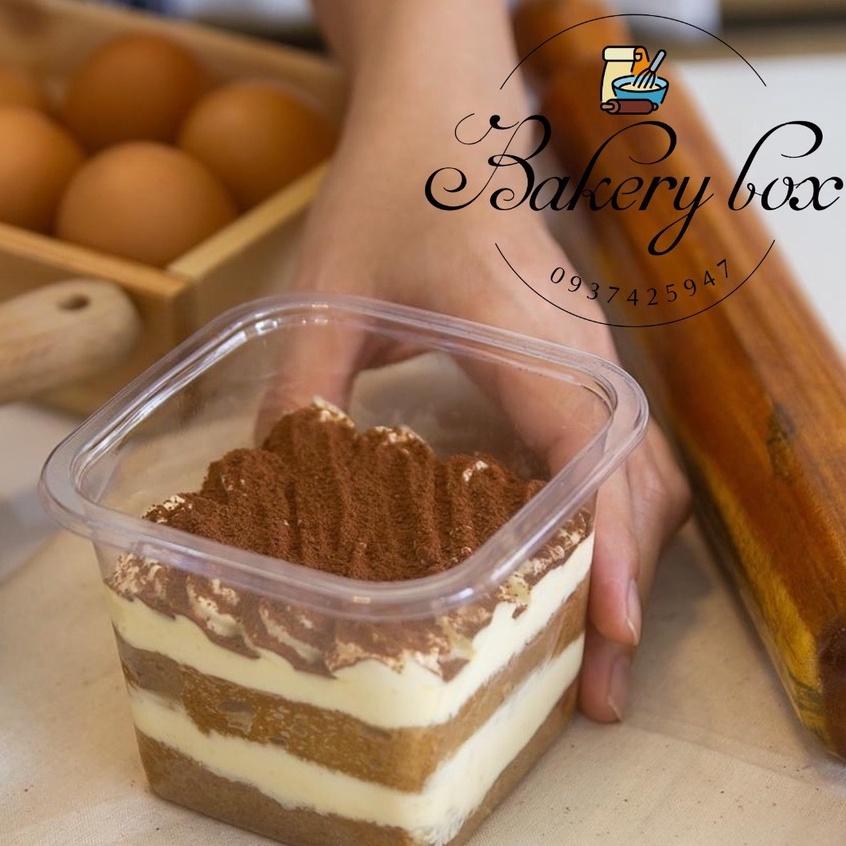 B10-08 | Set 50c Hộp Nhựa Vuông Đựng Bánh Lạnh - Bánh Mousse - Tiramisu - Rau Câu