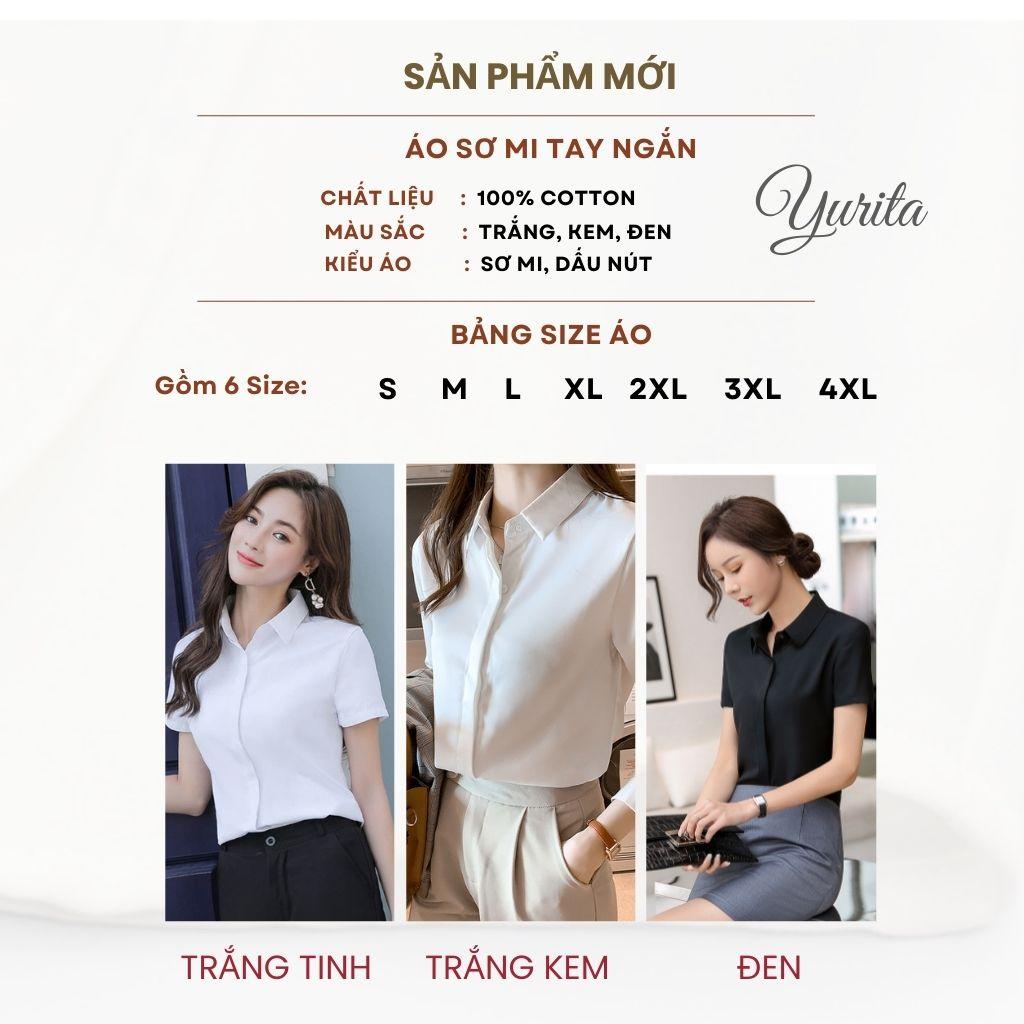 Áo Sơ Mi Trắng YURITA Nữ Tay Ngắn Kiểu Công Sở, Sơmi Cộc Tay Hàng Thiết Kế Cao Cấp Kiểu Dễ Thương Vintage