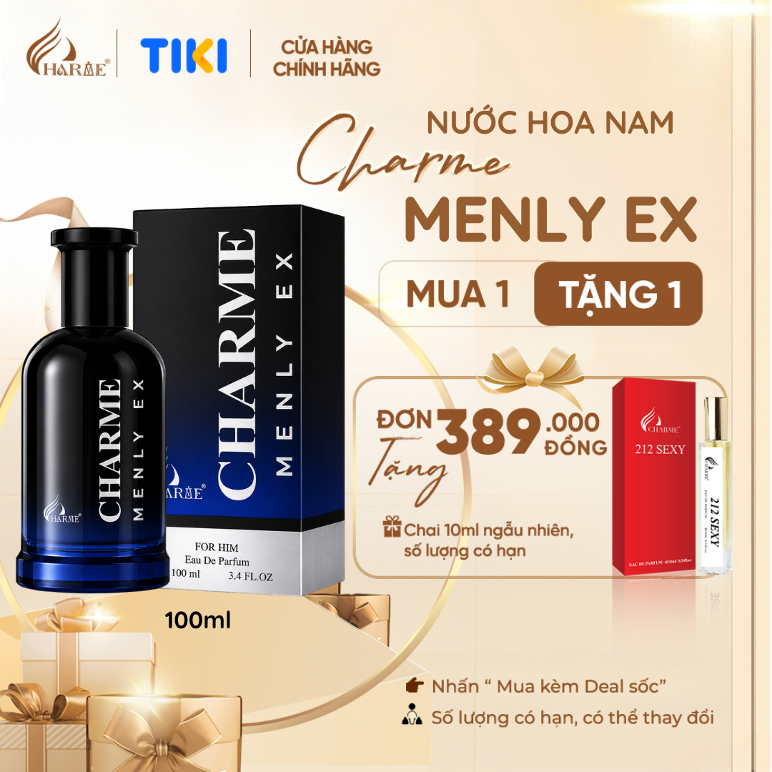 [HÀNG MỚI VỀ] Nước Hoa Nam Charme Menly Ex 100ml Chính Hãng – Phiên Bản Mới – Nam Tính, Mạnh Mẽ, Lưu Hương 7–12H