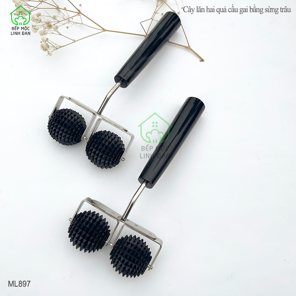 Cây Lăn Hai Quả Cầu Gai Bằng Sừng Tr.âu - (Cỡ Lớn) Dụng Cụ Điện Chẩn [ML897]