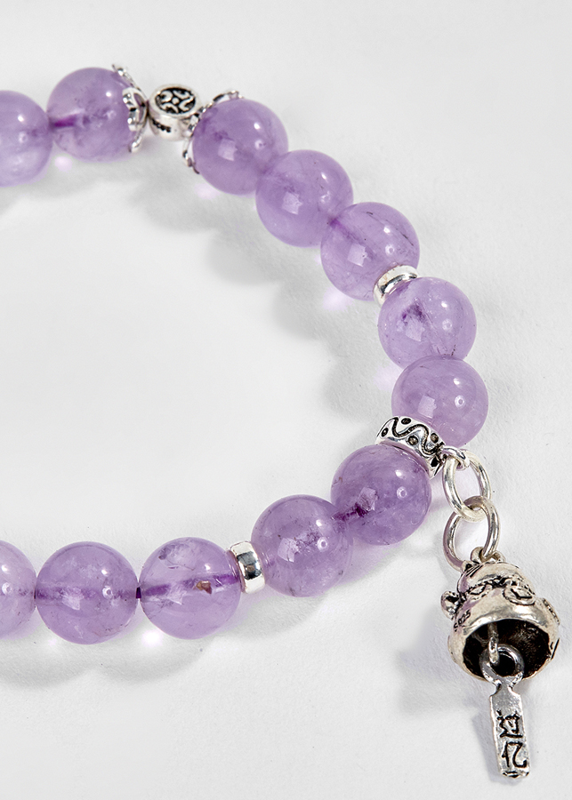 Vòng Tay Đá Thạch Anh Tím Ngọc Phối Charm Mèo Thần Tài Ngọc Quý Gemstones