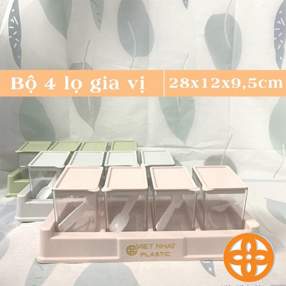 BỘ 4 HỘP NHỰA ĐỰNG GIA VỊ VIỆT NHẬT - LỌ ĐỰNG GIA VỊ 4 NGĂN