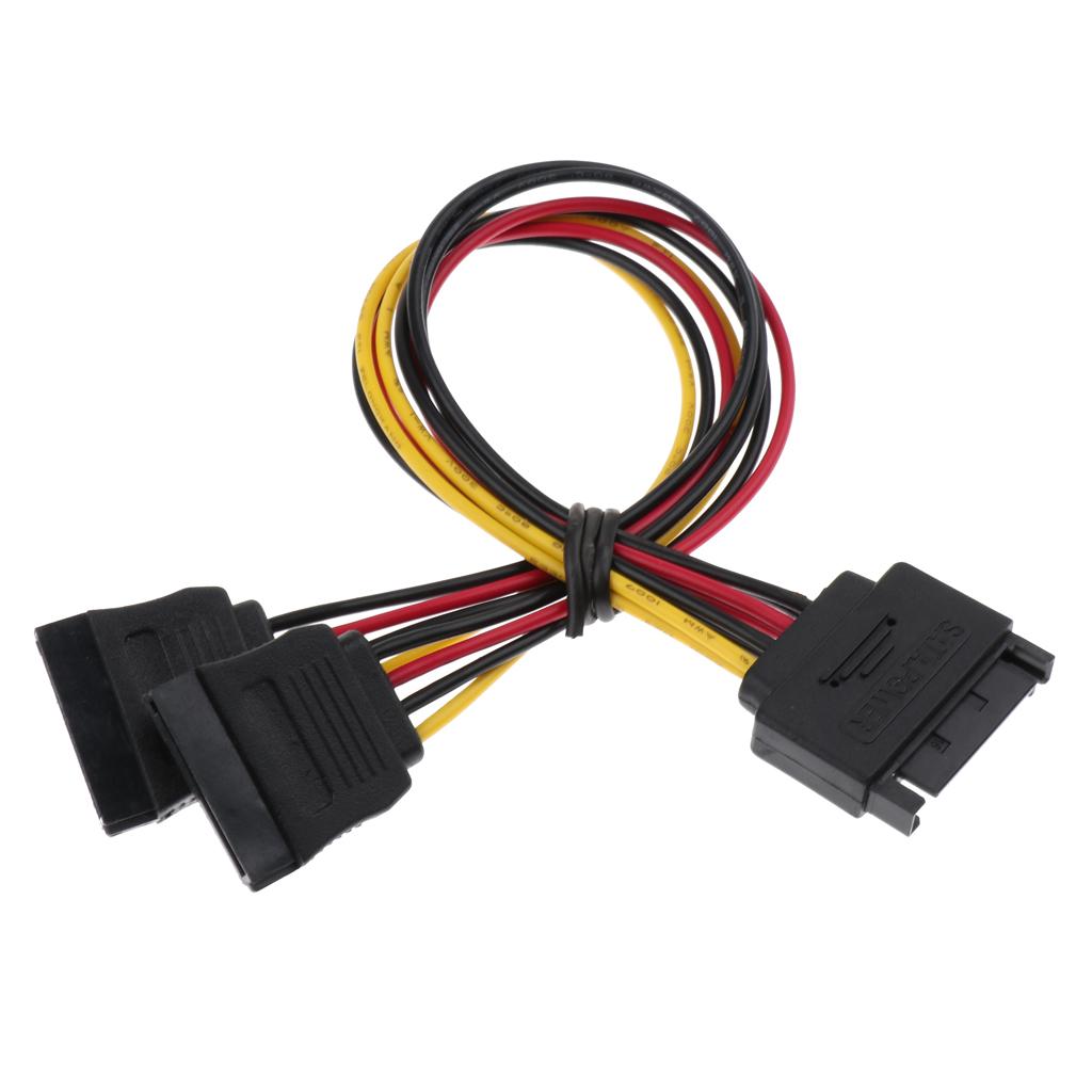 1 SATA to 2 SATA Dual Power Y Splitter Adaptor Cable Lead 2 Way 15 Pin - 15 Pin