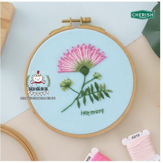 Bộ Kit tự làm trang trí Gói nguyên liệu DIY thêu nhành hoa Vintage Rose - Bách hóa Na Na Handmade Shop