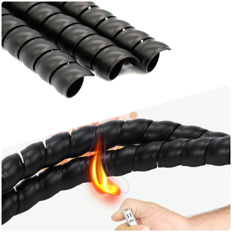 Dây xoắn ruột gà, dây bọc điện phi 6/8/10/12/16/20mm Cáp Ống PE Bảo Vệ Sắp Xếp Cáp Ống Thủy Lực Cuộn chống Xoắn Ốc - Đen