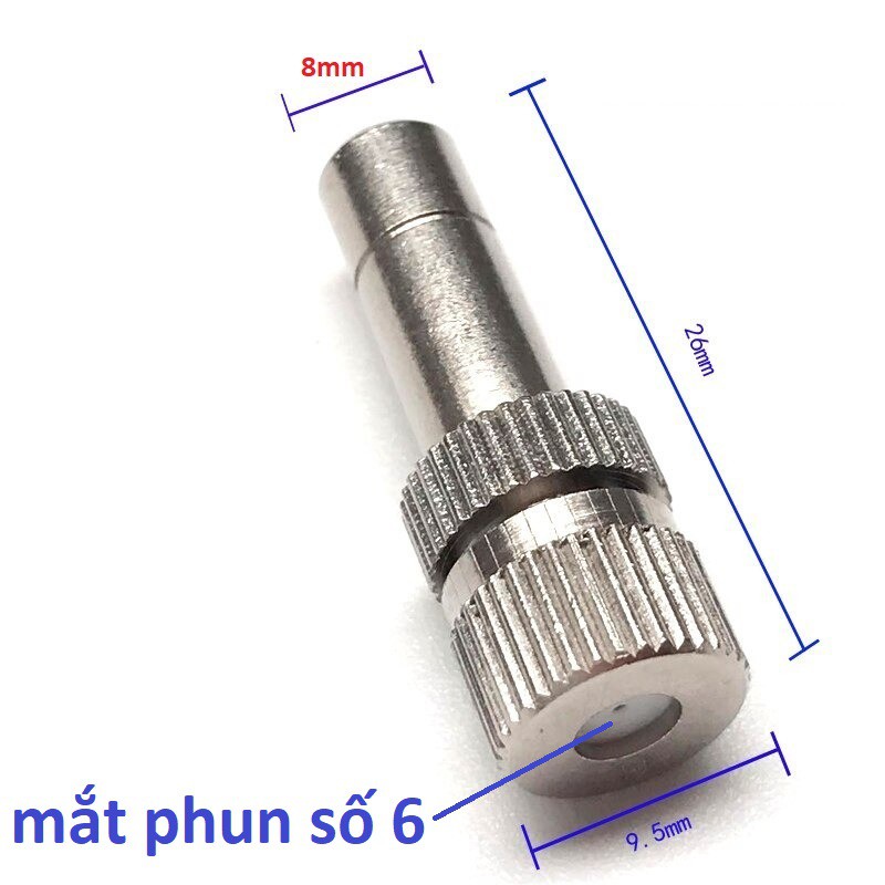 Combo 10 béc phun sương làm mát bằng inox mặt sứ số 2-3-4-6-8 béc phun sương tưới lan béc phun sương tưới cây