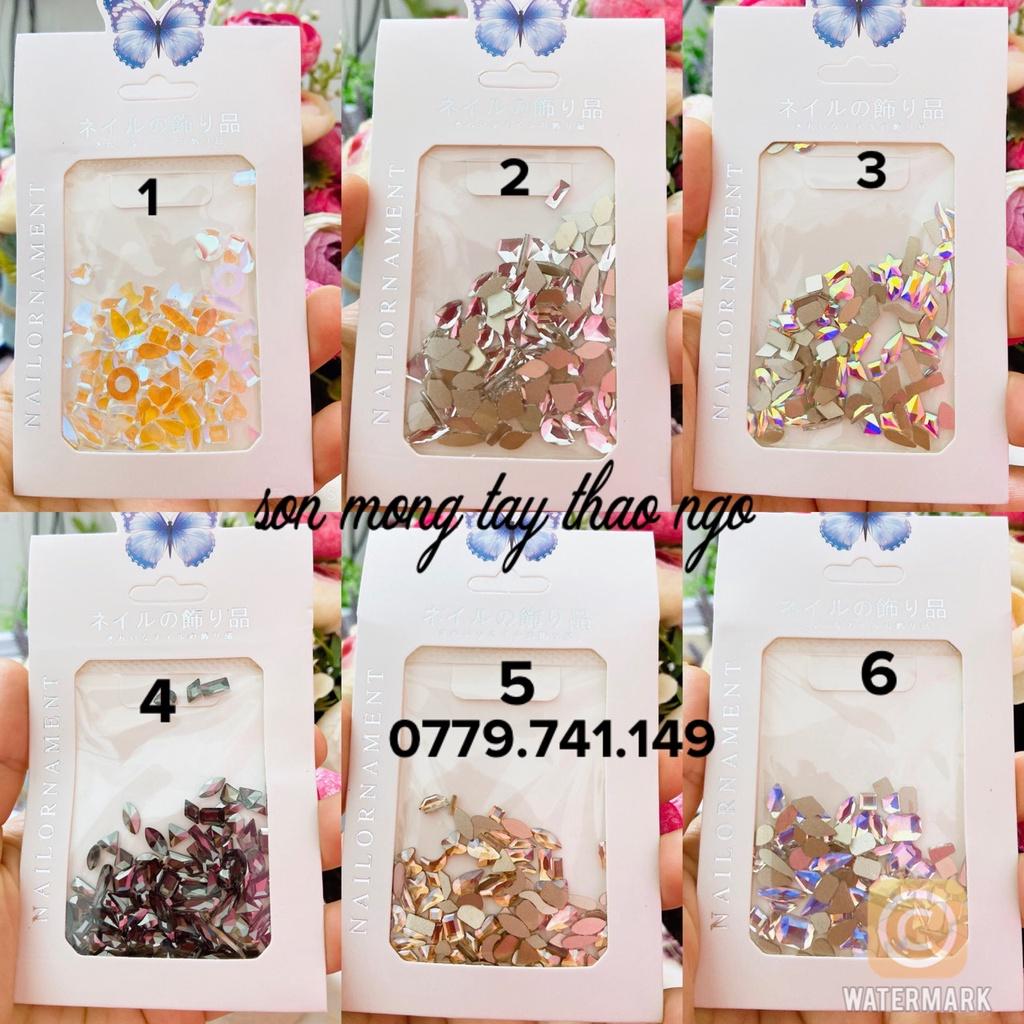 Đá khối nail chân bằng mix đính móng sáng đẹp