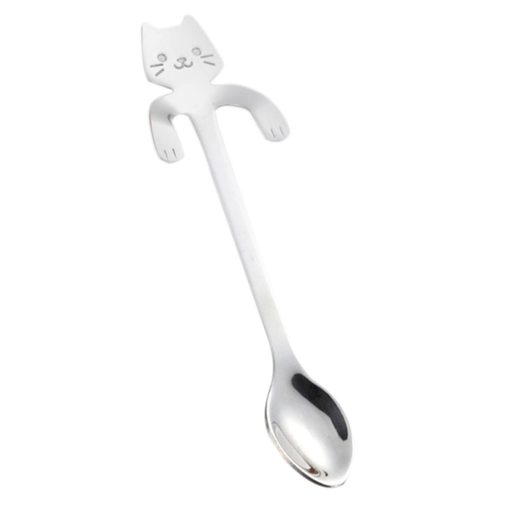 1 pc Lovely Cat Stainless Steel Hanging Spoons Dessert Spoons Tea Coffee Scoops