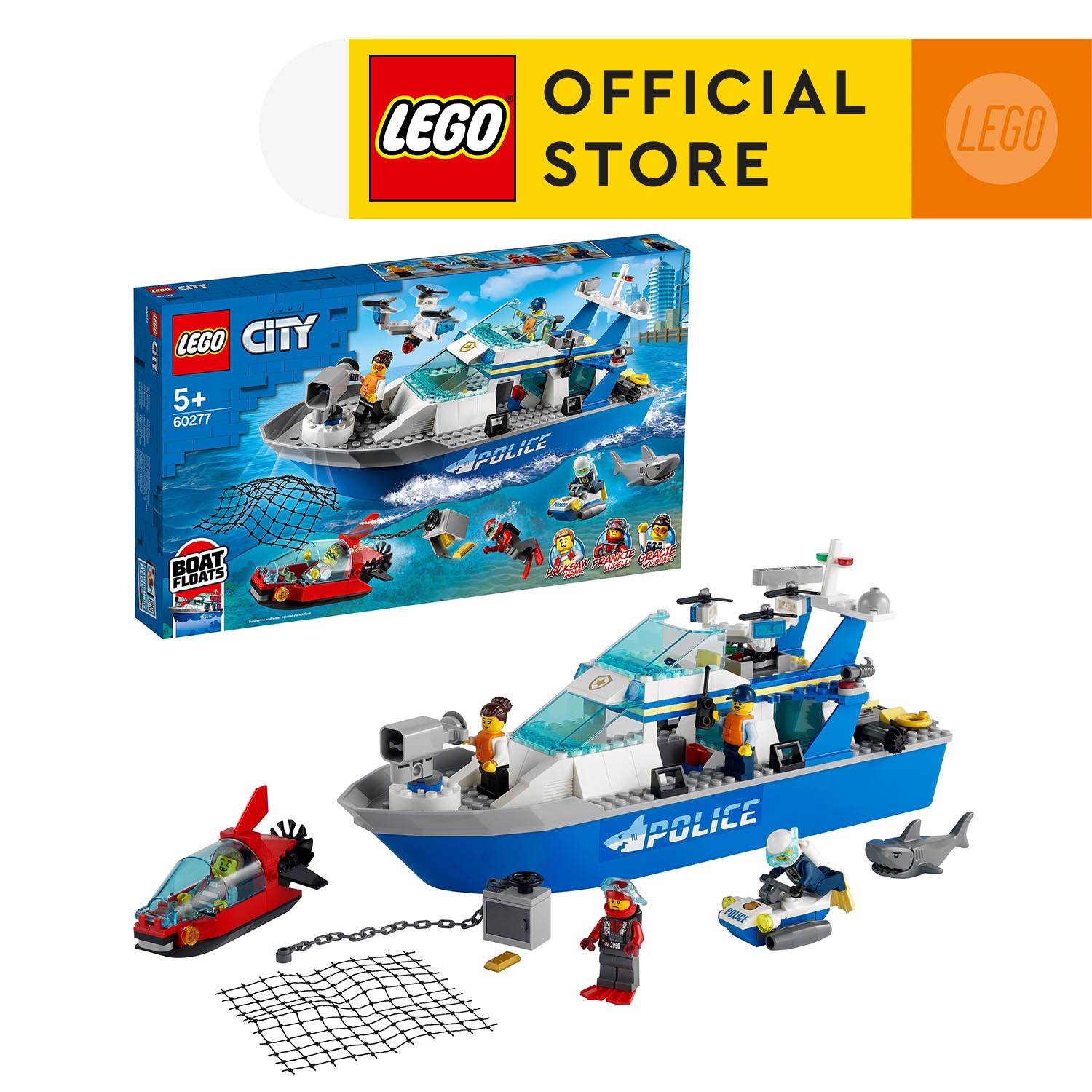 Đồ Chơi Lắp Ráp LEGO City Tàu Tuần Tra Cảnh Sát 60277 Cho Bé Trên 5 Tuổi