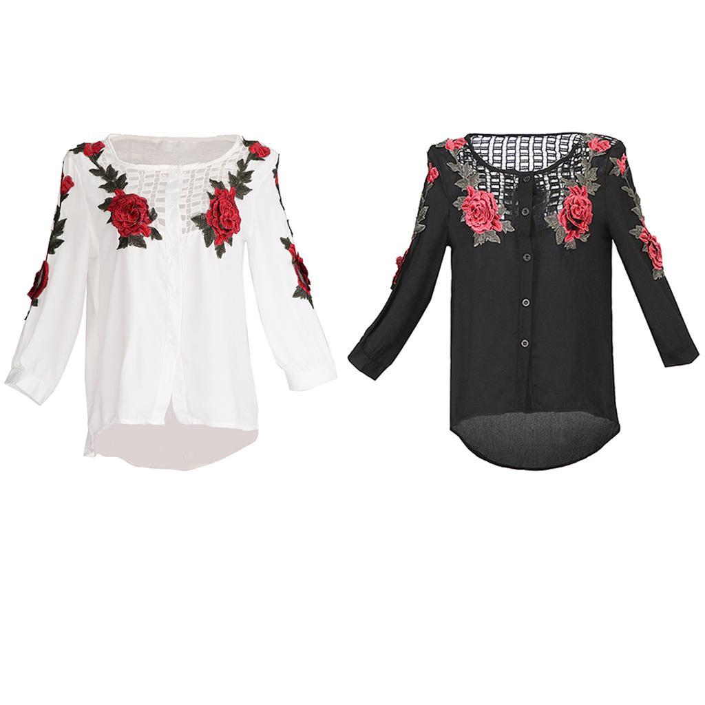 Ladies Women Floral Long Fashion Blouse Casual Sleeve Shirt Print