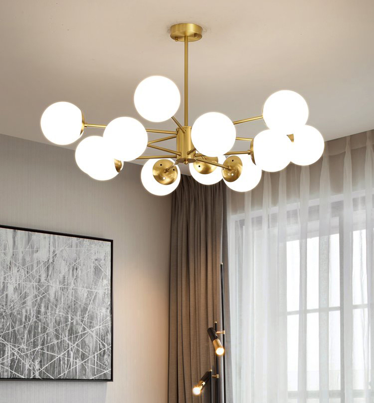 Đèn chùm ROYRAS cao cấp loại 12 bóng rang trí nhà cửa hiện đại, sang trọng - Kèm bóng LED chuyên dụng.