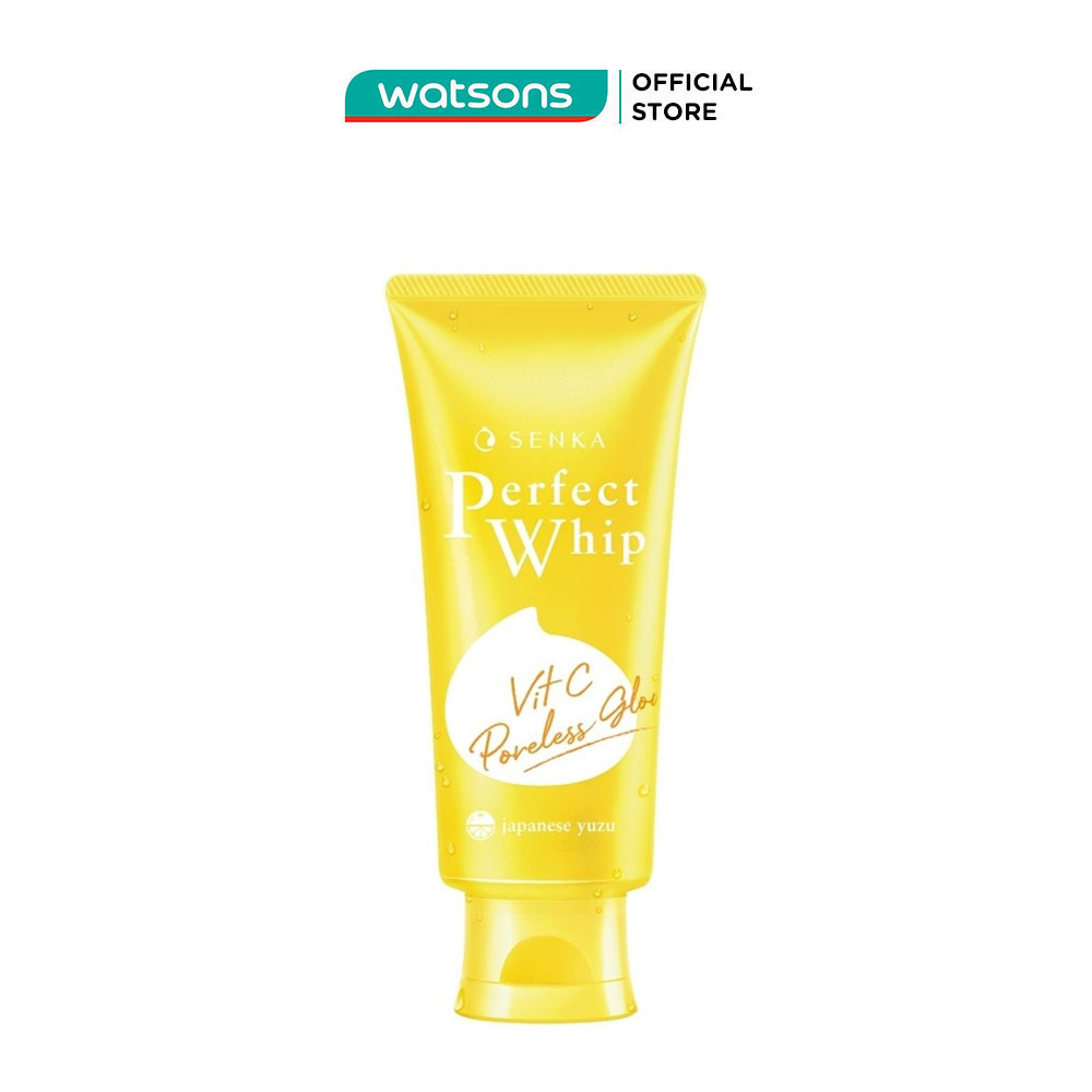 Sữa Rửa Mặt Senka Perfect Whip Vit C Poreless Glow Dưỡng Sáng Mờ Thâm 100g